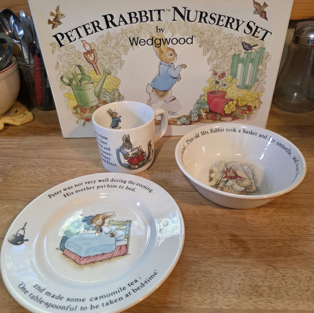 Vintage Peter Rabbit Nursery Set by Wedgwood 3 Piece Set